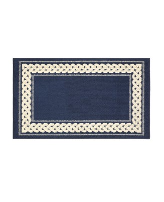 Deep Blue Cable Knit Pattern Carpet
