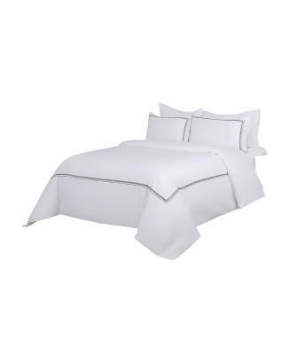 Solid Color Embroidered 4-Piece Bedding Set