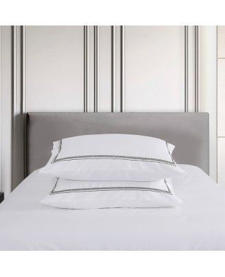 Solid Color Embroidered 4-Piece Bedding Set