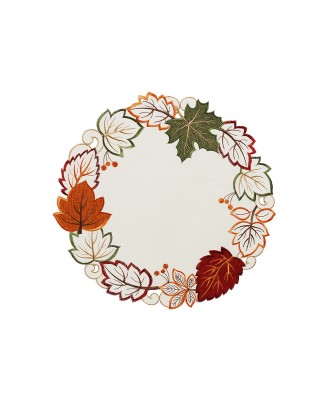 Brown Green Leaf Round Placemat