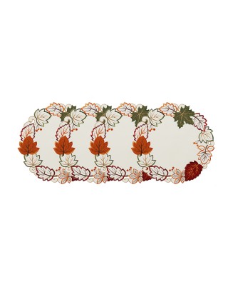 Brown Green Leaf Round Placemat