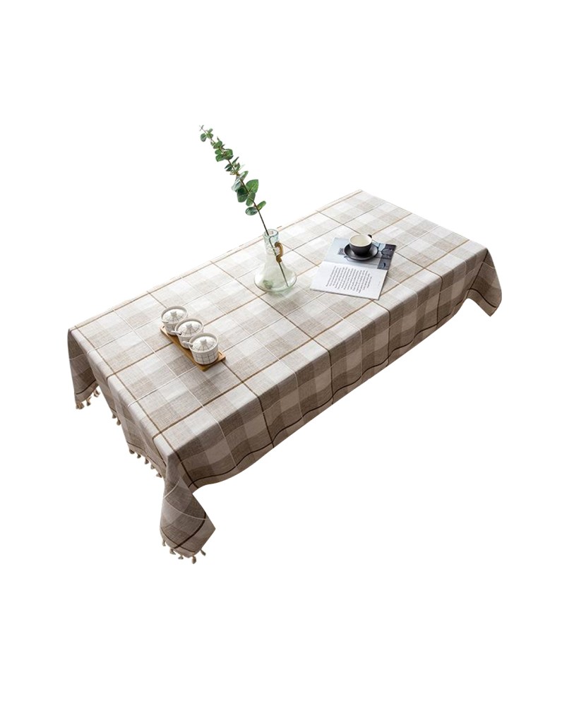 European Style Plaid Tablecloth with Tassels