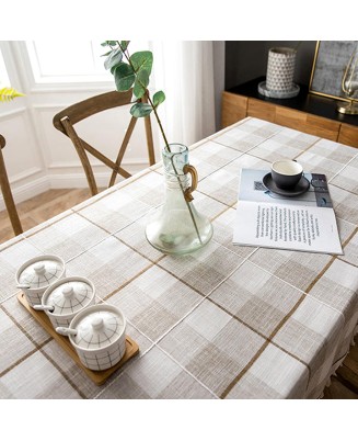 European Style Plaid Tablecloth with Tassels European Style Plaid Tablecloth with Tassels